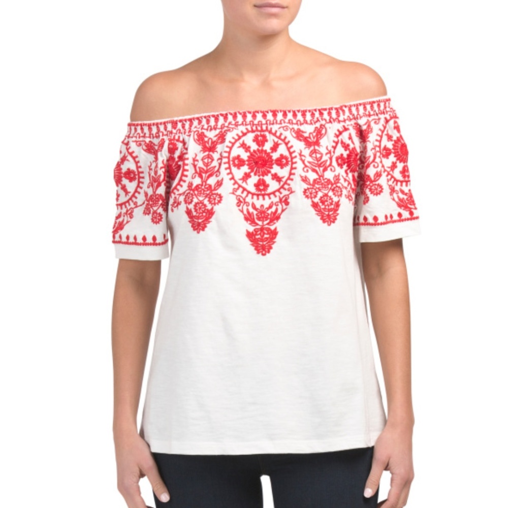 Gorgeous embroidered off the shoulder top
